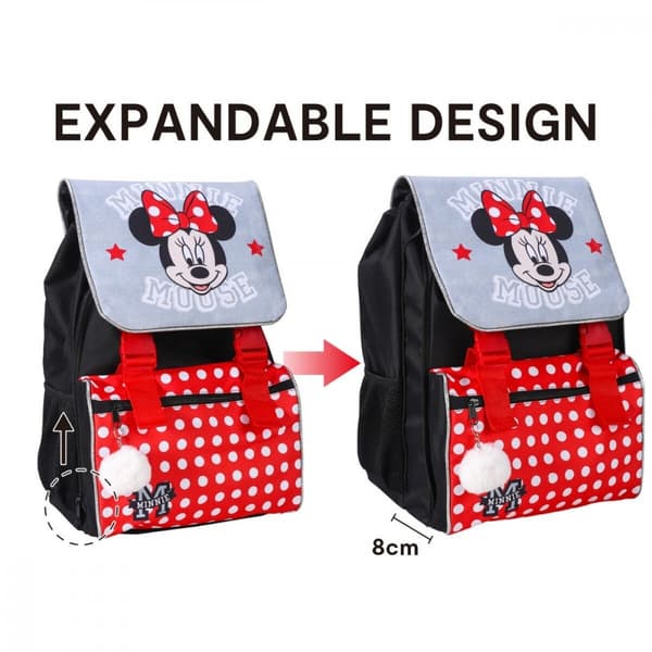 Disney Mimmi Pigg skolväska, väska med pompom, 42 cm