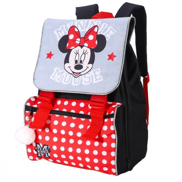 Disney Mimmi Pigg skolväska, väska med pompom, 42 cm