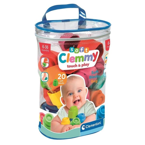Färgglada Clemmy Mjuka Byggklossar 20 st - Clementoni