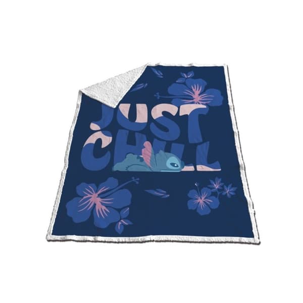 Disney Lilo & Stitch Blå Chill Sherpa Filt 130x170 cm