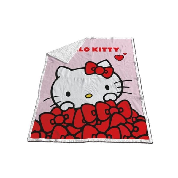 Hello Kitty Båge Sherpa-filt 130x170 cm – Mysig och Stilig!