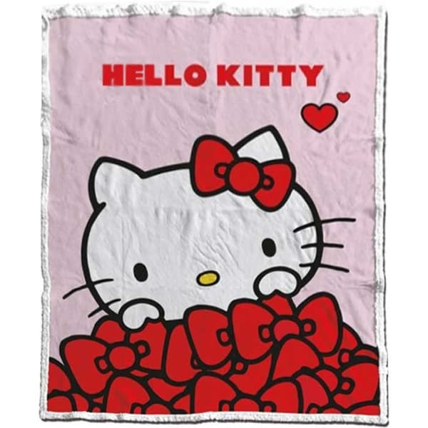 Hello Kitty Båge Sherpa-filt 130x170 cm – Mysig och Stilig!