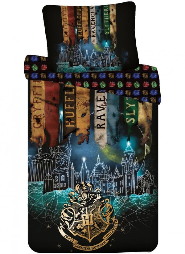 Harry Potter Starline sängklädeset med flaggor 140×200 cm, 70×90 cm