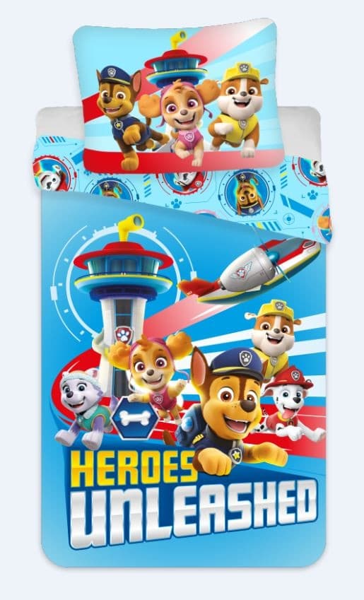 Paw Patrol sängset 140×200 cm, 70×90 cm mikrofiber