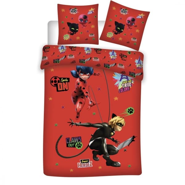 Miraculous Ladybug Kamp-sängkläder set 140×200 cm, 63×63 cm mikrofiber