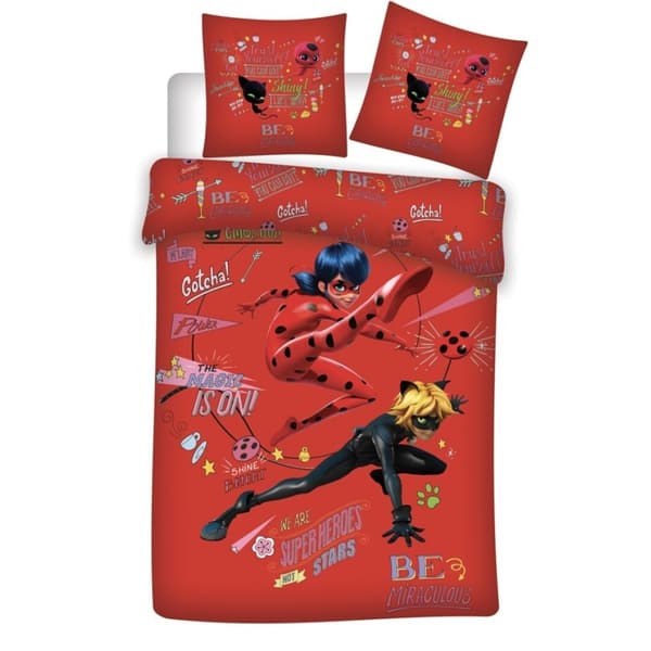 Miraculous Ladybug sängkläder - överdrag 140×200 cm, 65×65 cm