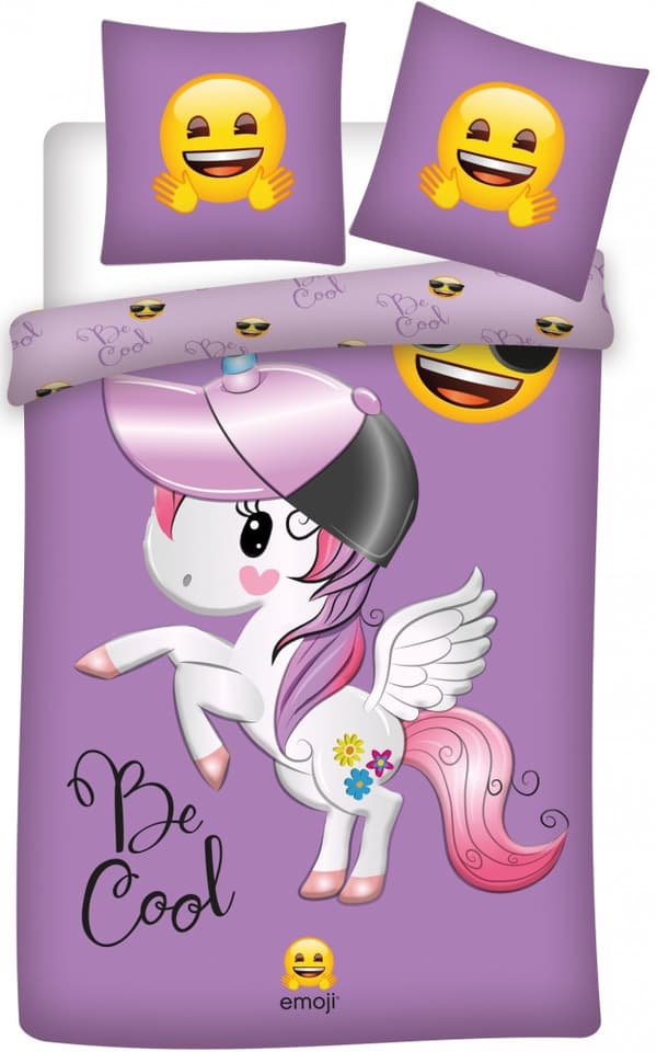 Sängkläder med Unicorn-emoji, 140×200 cm och 70×90 cm