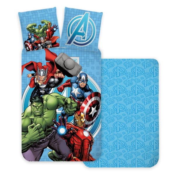 Avengers Blå Sängkläder Set 140×200 cm, 70×90 cm – För Superhjälteälskare