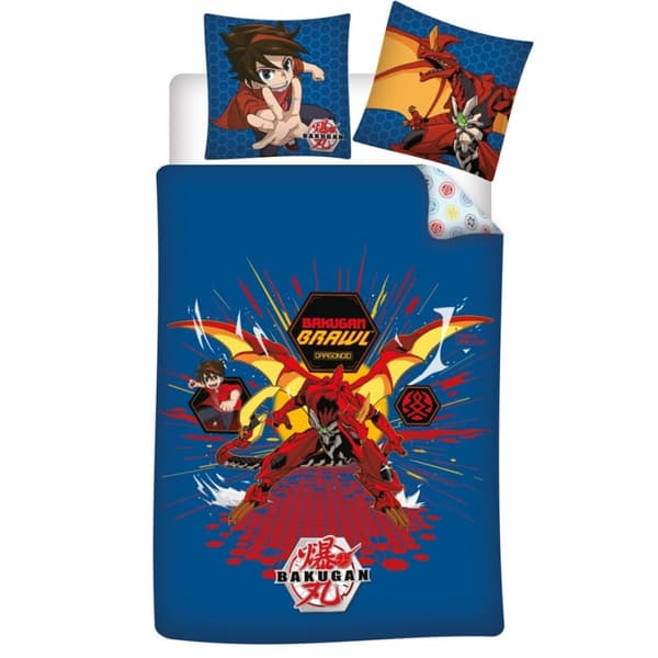 Bakugan Drakstrid bäddset 140×200 cm, 63×63 cm mikrofiber