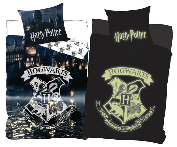 Harry Potter Hogwarts sängkläder som lyser i mörkret, 140×200 cm, 70×90 cm