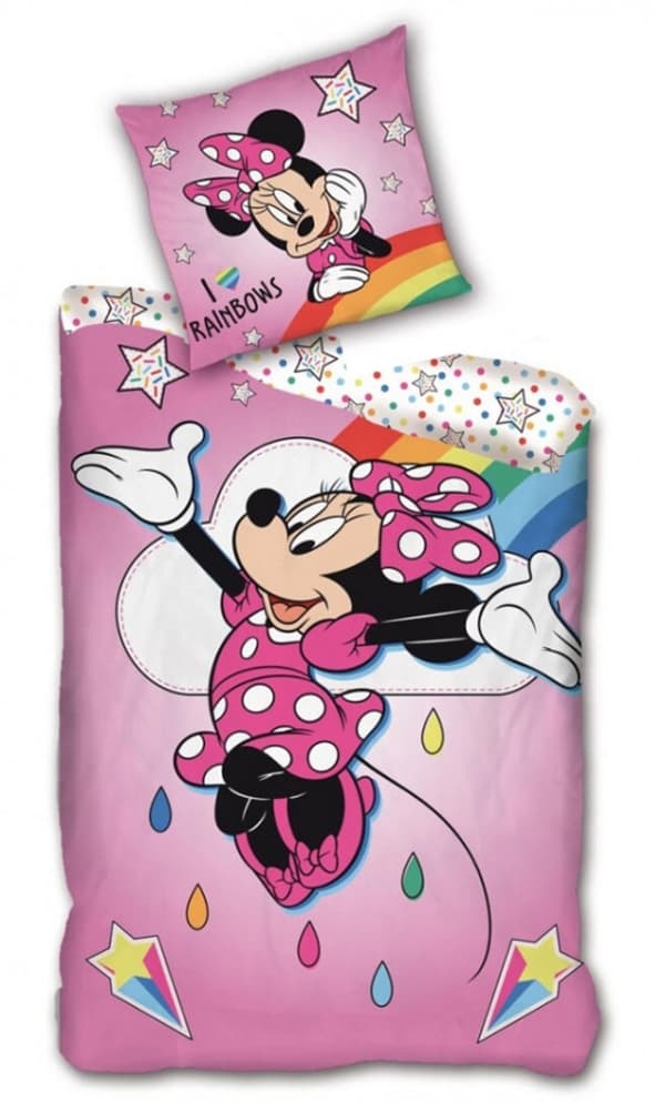 Disney Mimmi Pigg Regnbågar Sängkläder Överkast 140×200cm, 63×63 cm Mikrofiber