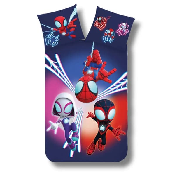 Spider-Man Spidey mörk sängtillbehör i set, 140×200 cm, 70×90 cm
