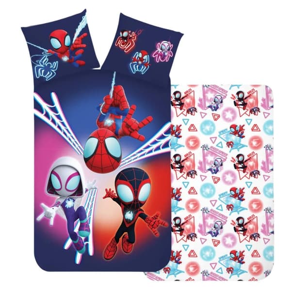 Spider-Man Spidey mörk sängtillbehör i set, 140×200 cm, 70×90 cm