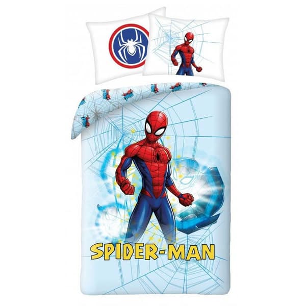Spider-Man Ljusblå Sängkläder Set 140×200 cm, 70×90 cm - Perfekt för Fans av Superhjältar!