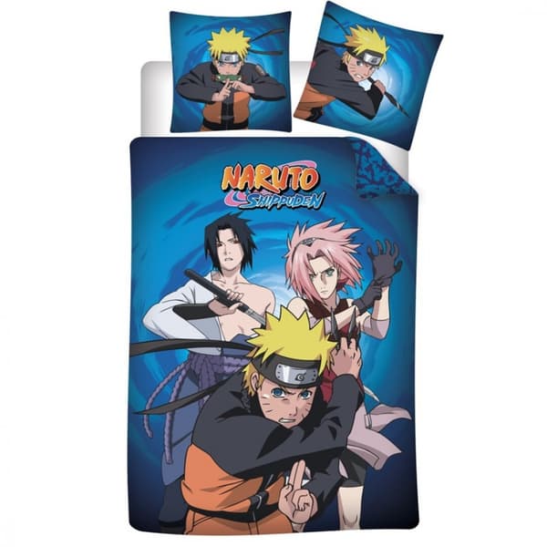 Naruto Ninja Trio Bäddset 140×200 cm, 63×63 cm Mikrofiber