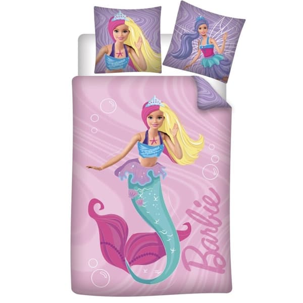 Barbie Sjöjungfru Sängkläder Set 140×200 cm, 65×65 cm - Perfekt för en Drömlik Sömngrupp!