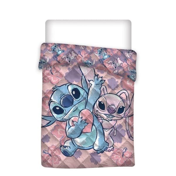 Disney Lilo & Stitch hjärtformad quiltad sängöverkast, täcke 140x200 cm