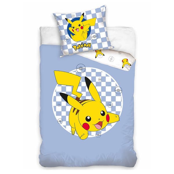Pokémon Checkered påslakanset 140×200 cm, 70×90 cm