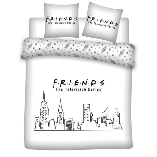 Friends Vit Dubbel, King Size Duvetöverdrag 240×220 cm, 63x63 cm Mikrofiber