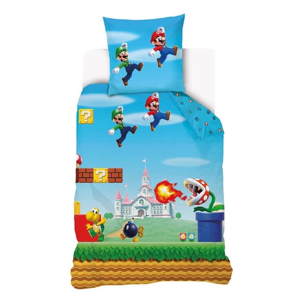Super Mario Level påslakanset 140×200 cm, 70×90 cm
