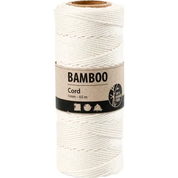 Presentband - kreativt företag - Bambu snöre - 65 m, tjocklek 1 mm Vit