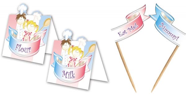 Little Cooks Dekorativt Stick och Matkort, Paket med 24