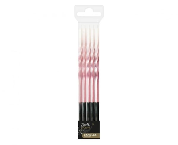 Födelsedagsljusset Ombre Rosa-Vitt, 5 stycken