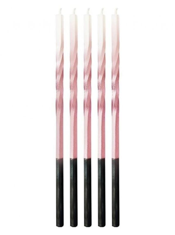 Födelsedagsljusset Ombre Rosa-Vitt, 5 stycken