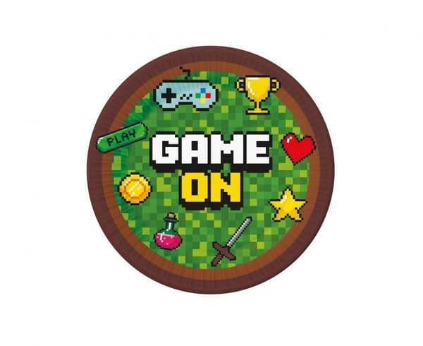Gamer Game On leksakspapper tallrikar 6 stycken 18 cm