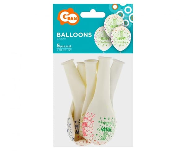 Färggranna Ballonger till Födelsedagen, 5 st 12 tum (30 cm)