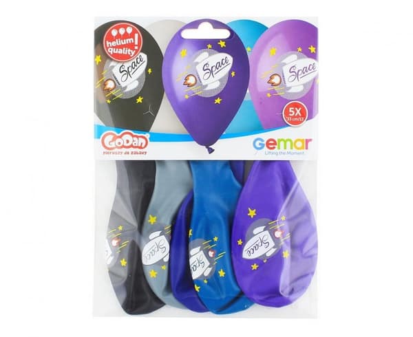 Ballonger 5 pack 13 tum (33 cm) - Rymdtema