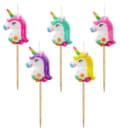Miniatyrbilde 1 av 3: Unicorn flerfärgad set med 5 tårtljus