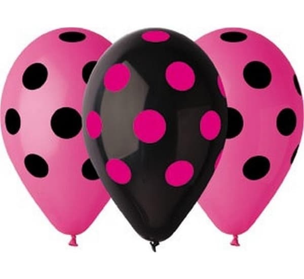 Färgade Prickar Hen Night, Polka Dot Ballonger, Förpackning med 5, 12 tum (30 cm)