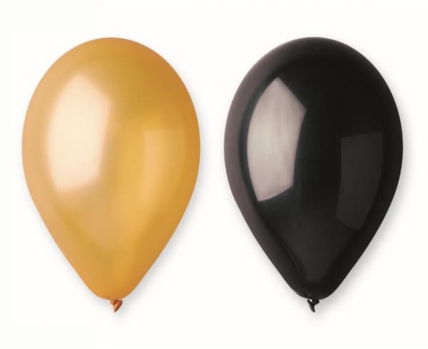 Svart-guldfärgade B&C ballonger, 5 st 12 tum (30 cm)