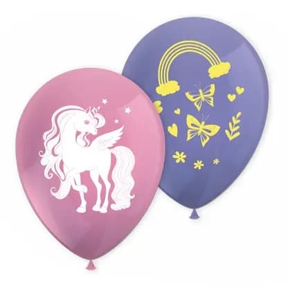 Ballonger med enhörning och regnbågens färger, 8-pack