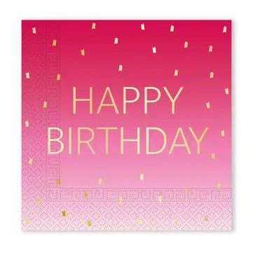 Happy Birthday Golden Pink Servetter 20 st 33x33 cm FSC