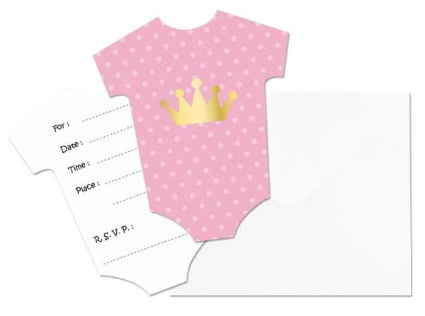 Inbjudningsset för babyflickor, rosa, 6 delar