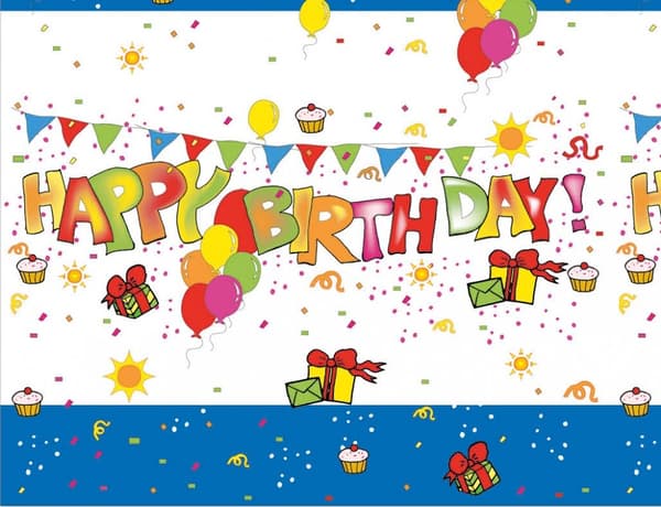Kokliko Happy Birthday plastduk 120x180 cm