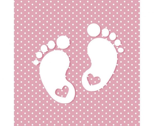 Baby Little Feet Rosa Barnservetter 20 st 33x33 cm