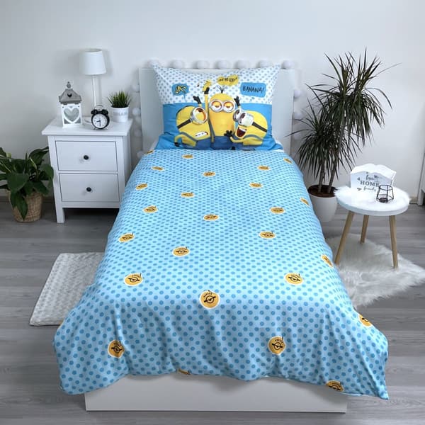 Minions blå sängkläder set 140×200 cm, 70×90 cm mikrofiber