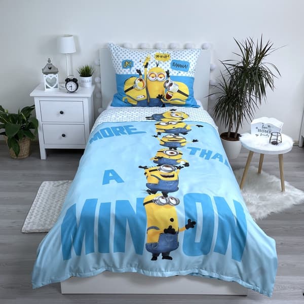 Minions blå sängkläder set 140×200 cm, 70×90 cm mikrofiber