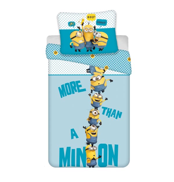 Minions blå sängkläder set 140×200 cm, 70×90 cm mikrofiber