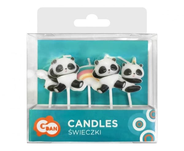 Söt panda tårtljus, ljussats 5 delar