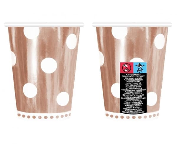 B&C Pappersmugg med Polka Dots i Roséguld - 6 st, 266 ml