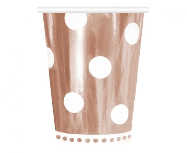 B&C Pappersmugg med Polka Dots i Roséguld - 6 st, 266 ml