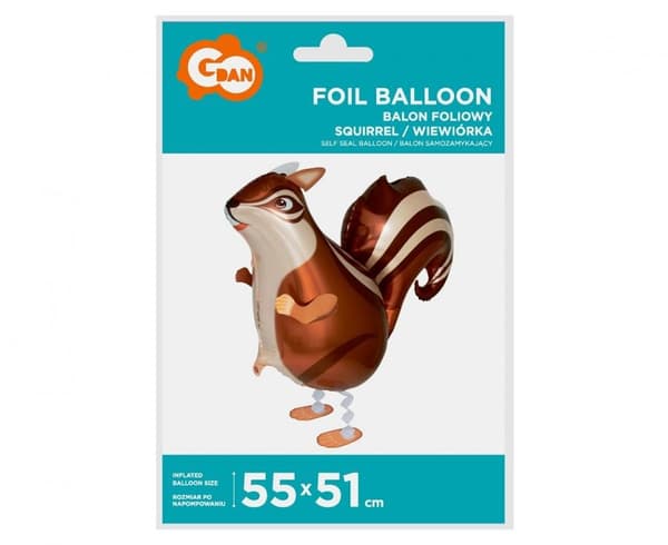 Chipmunk Ekorre, gående folieballong 55 cm