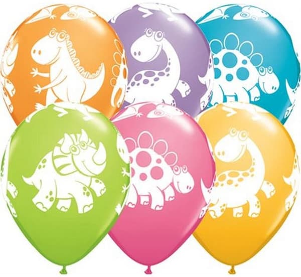 Dinosaur Pastellballonger, 6 st 11 tum (27,5 cm) ballonger