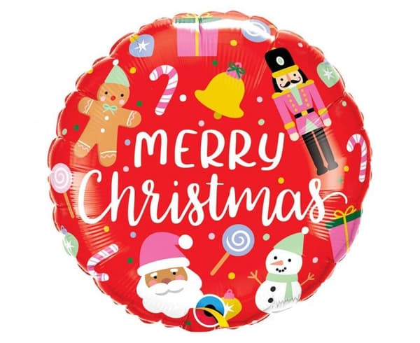 Merry Christmas dekorationer, folieballong 46 cm