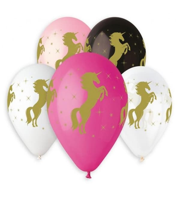 5-delad 13 tum (33 cm) Unicorn Gold ballong