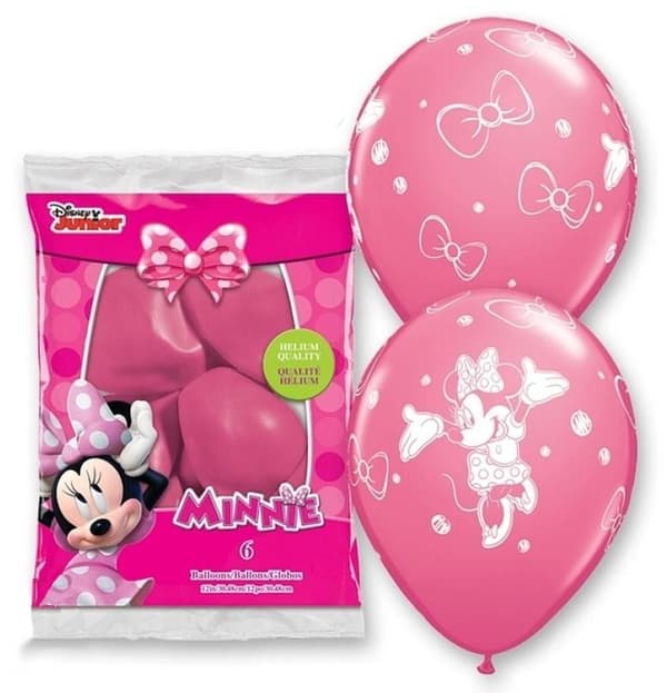 Disney Minnie pastellrosa ballonger, 6 stycken 12 tum (30 cm)